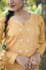 Mustard Yellow Chikankari Suit Set with Beadwork