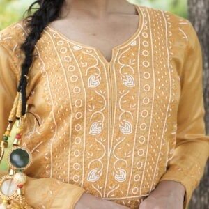 Mustard Yellow Chikankari Suit Set with Beadwork