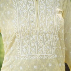 Lime Yellow Chikankari Embroidered Suit Set