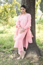 Soft Pink Chikankari Suit Set with Beadwork - Image 2