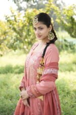 Light Brown Chikankari Suit Set with Beadwork - Image 2