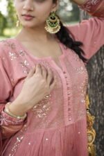 Light Brown Chikankari Suit Set with Beadwork - Image 5