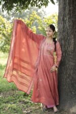 Light Brown Chikankari Suit Set with Beadwork - Image 6