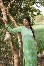 Green Chikankari Suit Set with Beadwork - Image 3