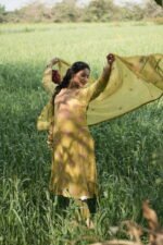 Mehndi Green Chikankari Suit Set with Beadwork - Image 5