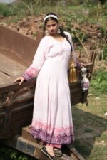 White Purple Shaded Chikankari Suit Set - Image 4