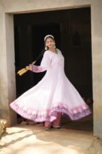 White Purple Shaded Chikankari Suit Set - Image 2