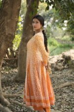 Orange Chikankari Embroidered Suit Set
