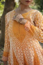 Orange Chikankari Embroidered Suit Set - Image 5