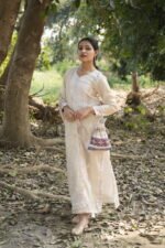 Light Beige Chikankari Embroidered Suit Set - Image 4