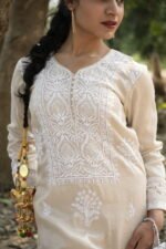 Light Beige Chikankari Embroidered Suit Set