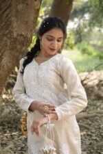 Light Beige Chikankari Embroidered Suit Set - Image 2