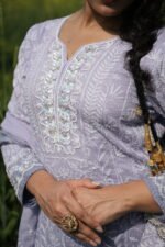 Powder Blue Chikankari Suit Set with Beadwork - Image 2