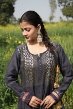 Indigo Blue Chikankari Suit Set with Beadwork - Image 2