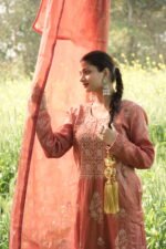 Rust Brown Chikankari Suit Set with Beadwork - Image 5