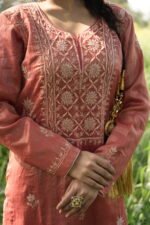Rust Brown Chikankari Suit Set with Beadwork