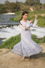 Powder Blue Chikankari Suit Set with Beadwork - Image 7