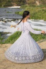 Powder Blue Chikankari Suit Set with Beadwork