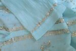 Sky Blue Pure Cotton Co-Ord Set with All-Over Antique Mukesh Embroidery - Image 3