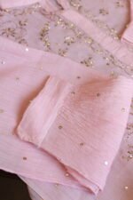 Powder Pink Pure Cotton Co-Ord Set with All-Over Antique Mukesh Work - Image 2