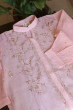 Powder Pink Pure Cotton Co-Ord Set with All-Over Antique Mukesh Work - Image 3