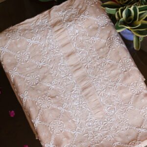 Beige Peach Handcrafted Cotton Silk Unstiched Kurta for Men