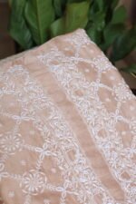 Beige Peach Handcrafted Cotton Silk Unstiched Kurta for Men - Image 2