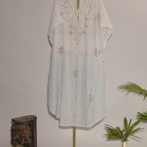 Serene Light Grey Antique Mukesh Kaftan
