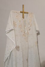 Serene Light Grey Antique Mukesh Kaftan - Image 3