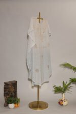 Serene Light Grey Antique Mukesh Kaftan - Image 4