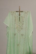Fresh Pista Green Full Jal Kaftan with Mukesh - Image 2