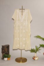 Ethereal Pale Cream Gaspatti Kaftan with Beadwork