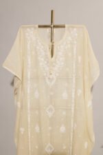 Ethereal Pale Cream Gaspatti Kaftan with Beadwork - Image 2