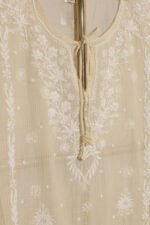 Ethereal Pale Cream Gaspatti Kaftan with Beadwork - Image 3