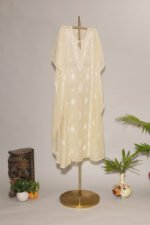 Ethereal Pale Cream Gaspatti Kaftan with Beadwork - Image 4