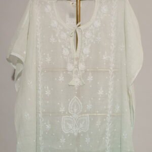 Luxurious Light Sea Green Antique Mukesh Kaftan