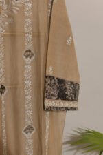Beigeish Brown Pure Mul Cotton Semi-Stitched Suit with Shimmer Dupatta - Image 6