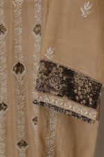 Beigeish Brown Pure Mul Cotton Semi-Stitched Suit with Shimmer Dupatta - Image 7