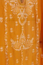 Dark Orangeish Mustard Pure Mul Cotton Semi-Stitched Suit with Narayanpeth Border - Image 5