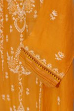 Dark Orangeish Mustard Pure Mul Cotton Semi-Stitched Suit with Narayanpeth Border - Image 6