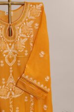 Dark Orangeish Mustard Pure Mul Cotton Semi-Stitched Suit with Narayanpeth Border - Image 7