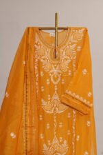Dark Orangeish Mustard Pure Mul Cotton Semi-Stitched Suit with Narayanpeth Border - Image 8