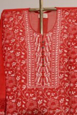 Chilli Red Pure Mul Cotton Semi-Stitched Suit with Maheshwari Border - Image 4