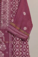 Dark Burgundy Pure Mul Cotton Semi-Stitched Suit with Narayanpeth Lace Border - Image 6