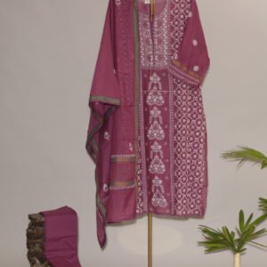 Light Purple Pure Mul Cotton Semi-Stitched Suit with Tissue & Lace Border