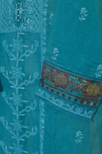 Cobalt Blue Pure Mul Cotton Semi-Stitched Suit with Heavy Hand Embroidery - Image 4