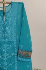 Cobalt Blue Pure Mul Cotton Semi-Stitched Suit with Heavy Hand Embroidery - Image 5