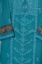 Cobalt Blue Pure Mul Cotton Semi-Stitched Suit with Heavy Hand Embroidery - Image 7
