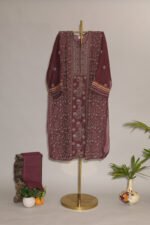Dark Mendhi Green Pure Mul Cotton Semi-Stitched Suit with Maheshwari Jali Lace - Image 2