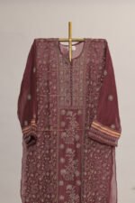 Dark Mendhi Green Pure Mul Cotton Semi-Stitched Suit with Maheshwari Jali Lace - Image 3
